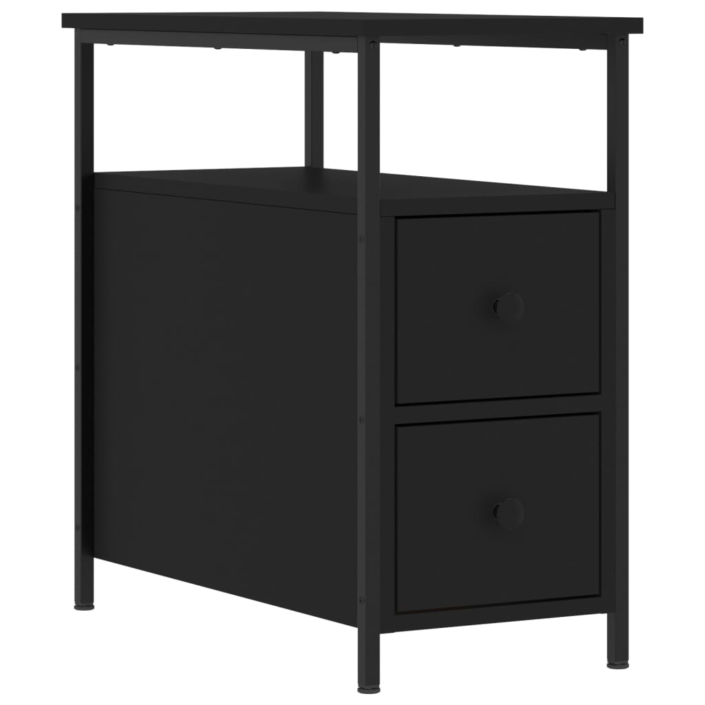Vidaxl Mesita de Noche Madera de Ingeniería 30x60x60 Cm Negro