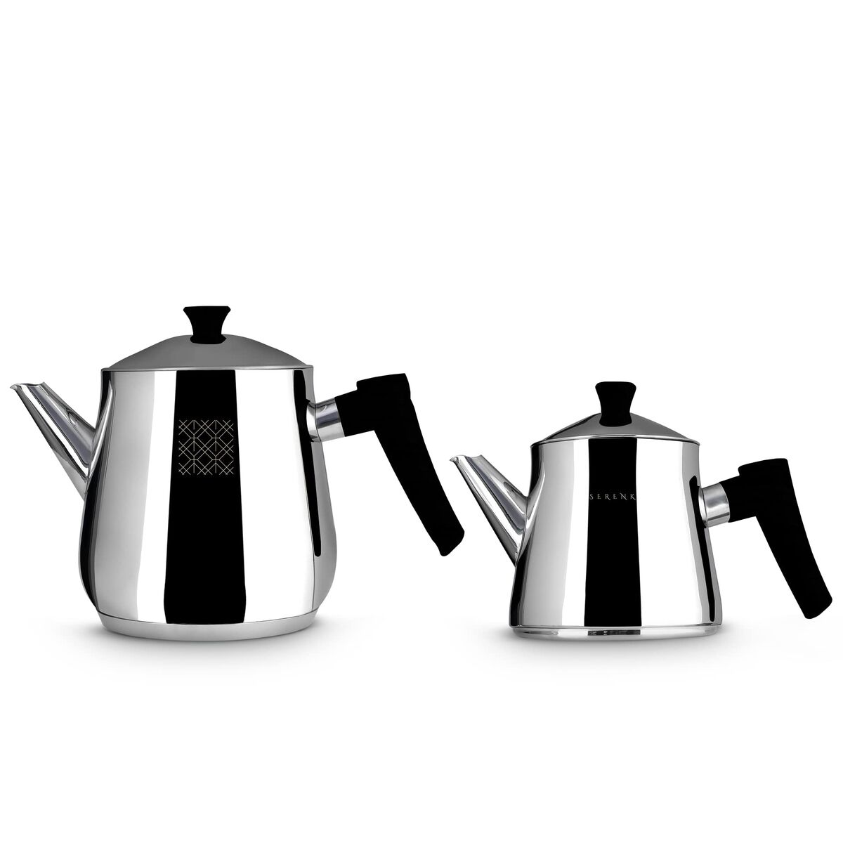 Serenk Juego de Té Definition de acero inoxidable 18/10, tetera 1L y 2L, 2 piezas