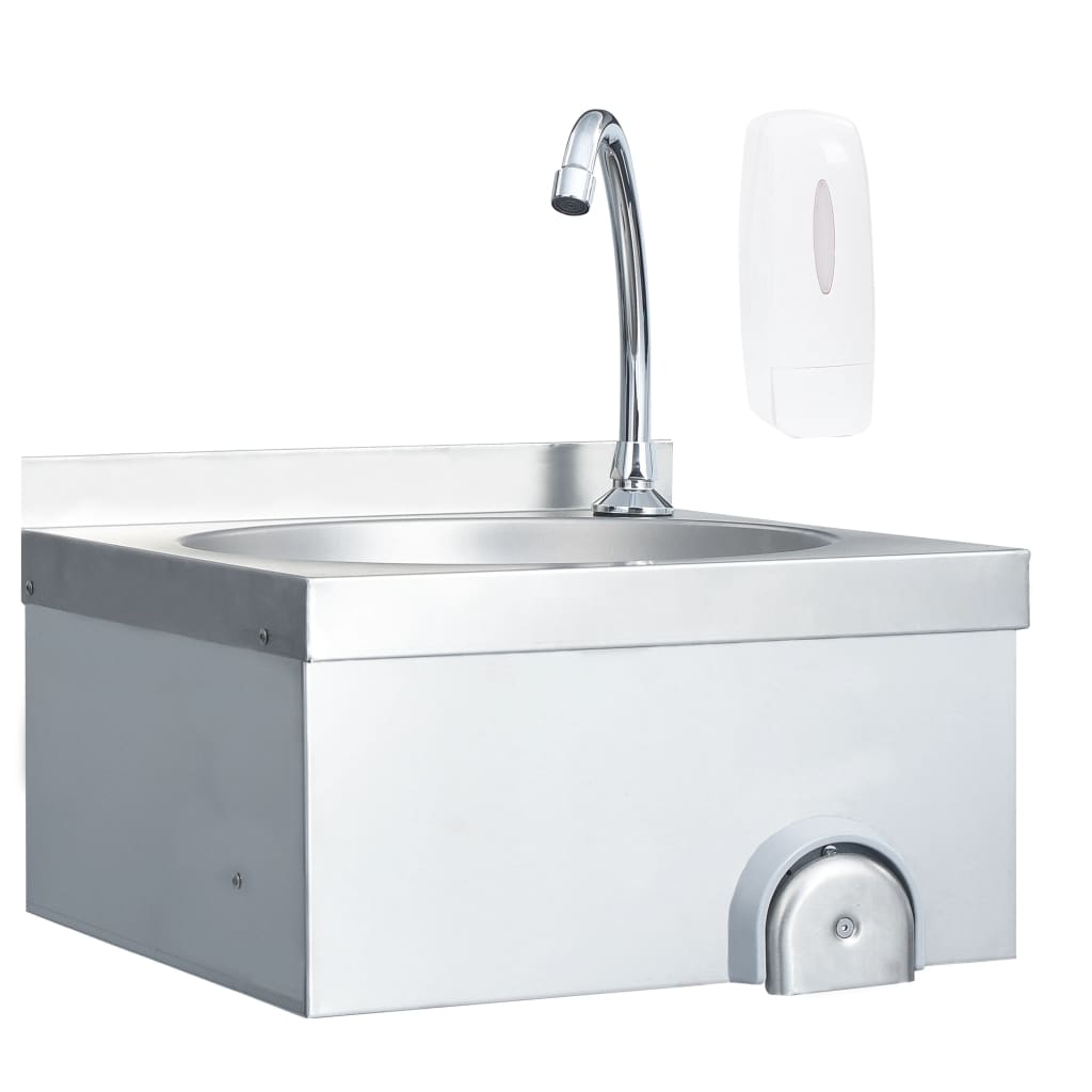 vidaXL Fregadero lavamanos con grifo y dispensador de jabón acero inox