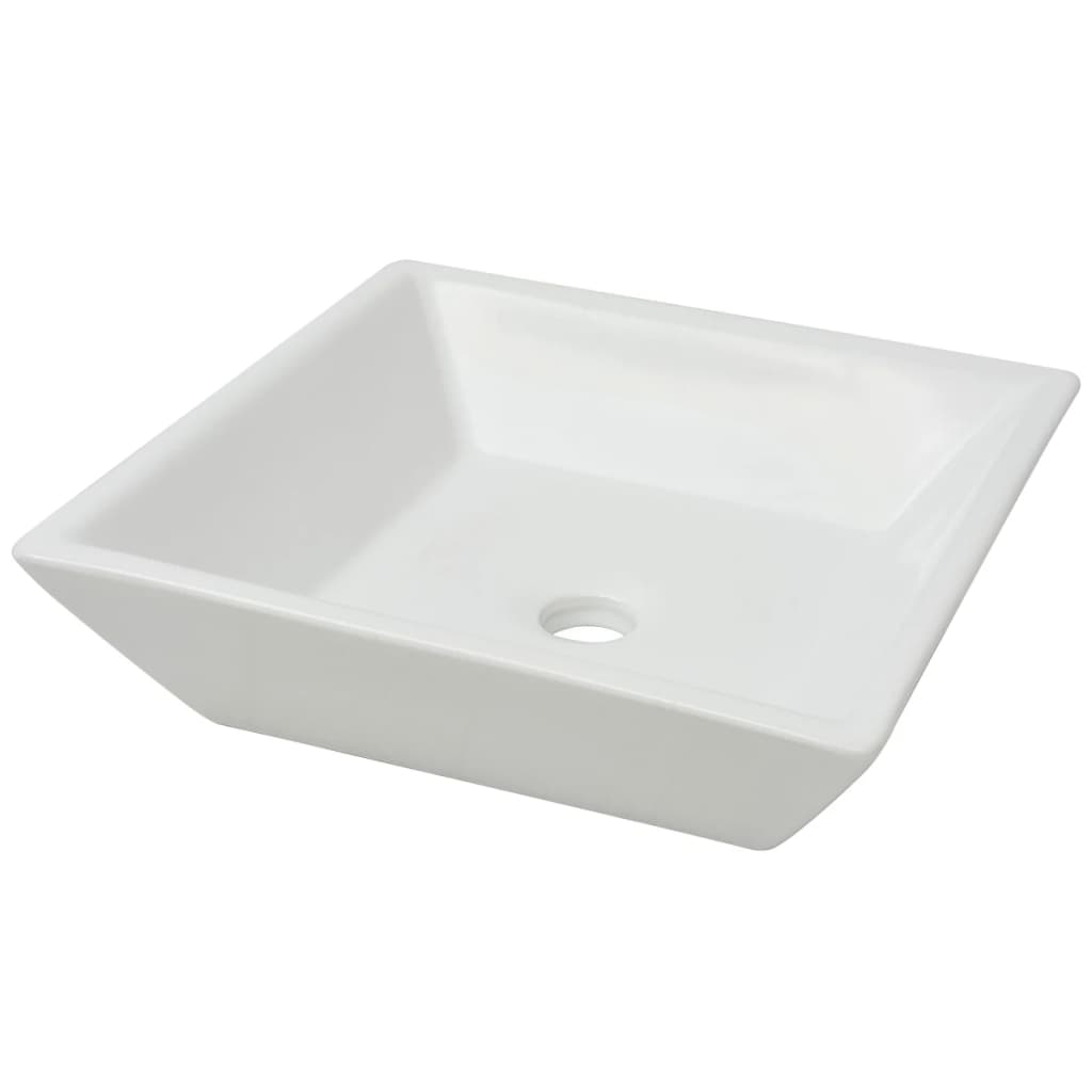 vidaXL Lavabo cuadrado de cerámica 41,5x41,5x12 cm blanco