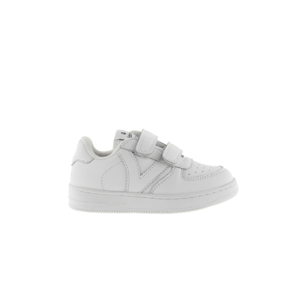 Victoria Tiempo Zapatillas de efecto piel blanco monocromo con tiras adherentes 1124103