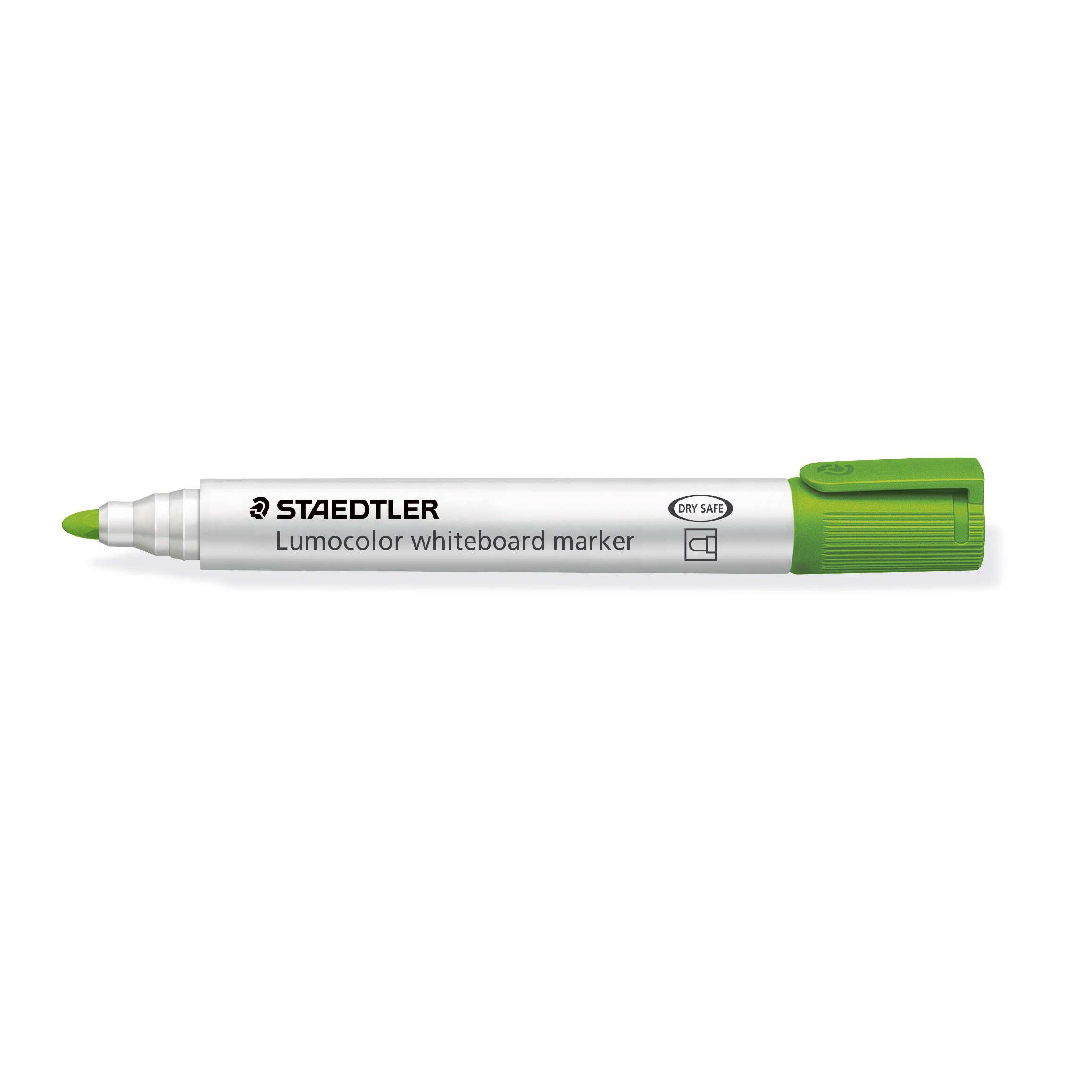 Staedtler lumocolor 351 rotulador para pizarra - punta redonda - trazo 2mm - capuchon con clip - color verde lima (10 uds)