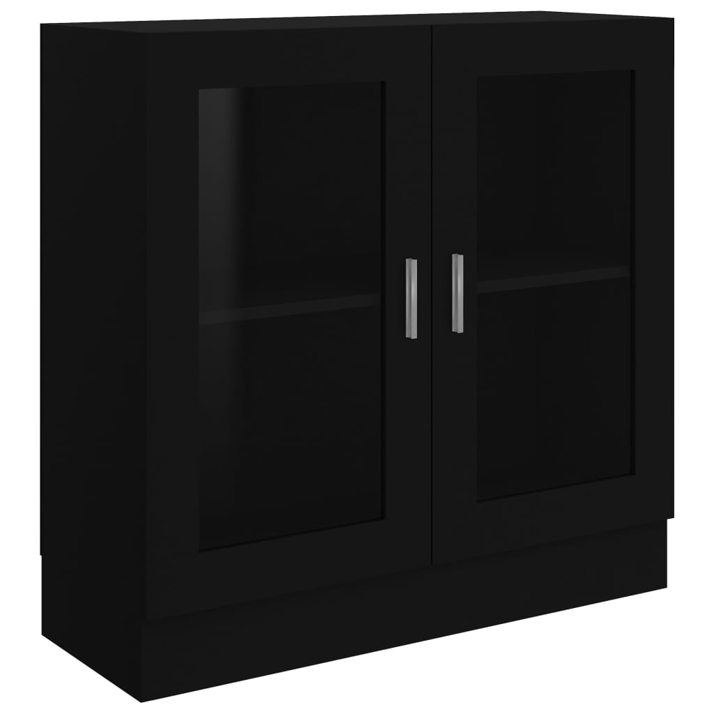 Vidaxl Vitrina Madera Contrachapada 82,5x30,5x80 Cm Blanco Negro Roble Sonoma Mueble Almacenaje Estantería Oficina