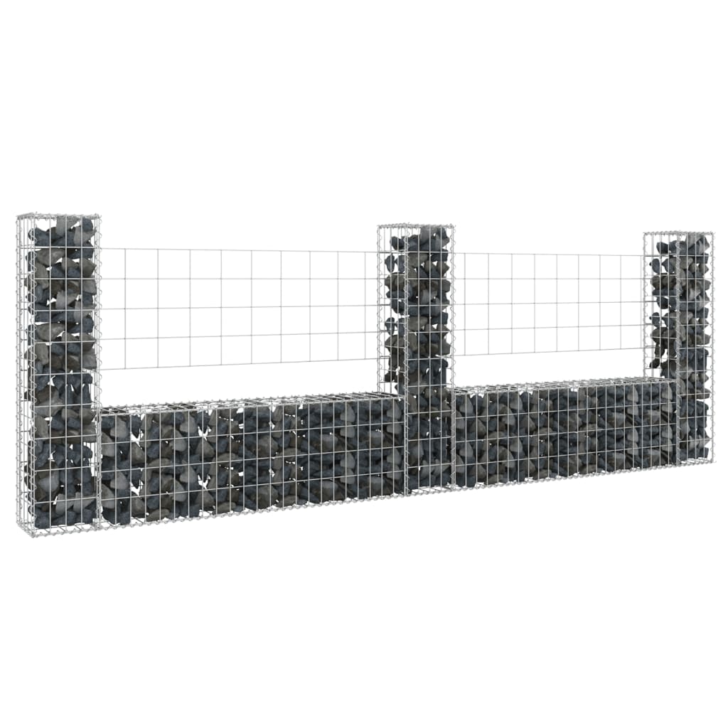 Cesta de Gaviones Vidaxl Forma de U 4 Postes de Hierro Dimensiones 140 X 20 X 100 Cm - Para Jardín