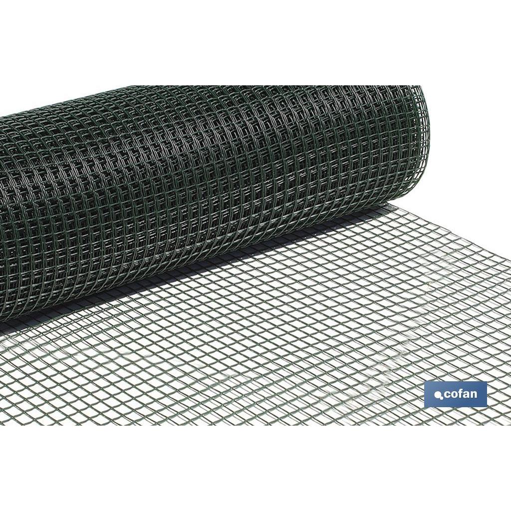 Cofan Malla de PVC Verde | 20mm Cuadrado | 1x25m | Resistente y Duradera
