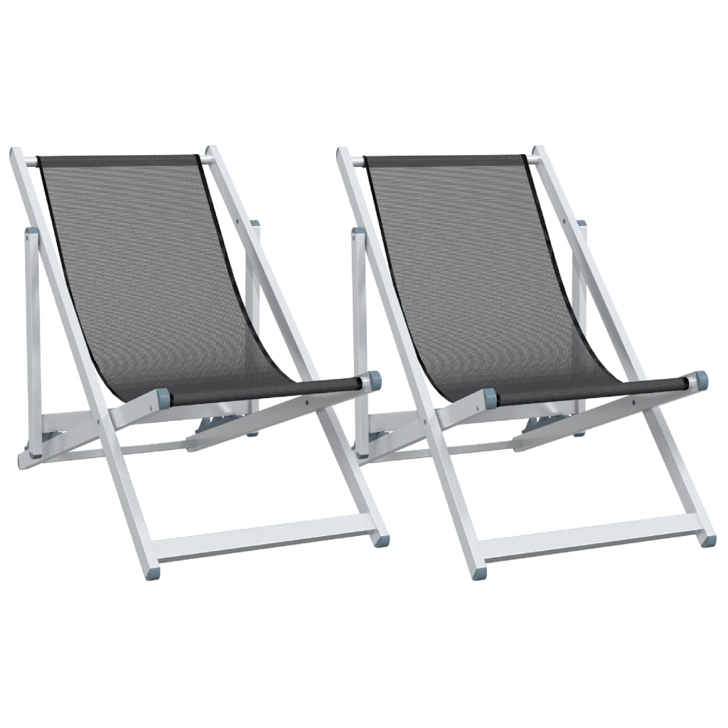 vidaXL Sillas de playa plegables 2 uds aluminiotextilene