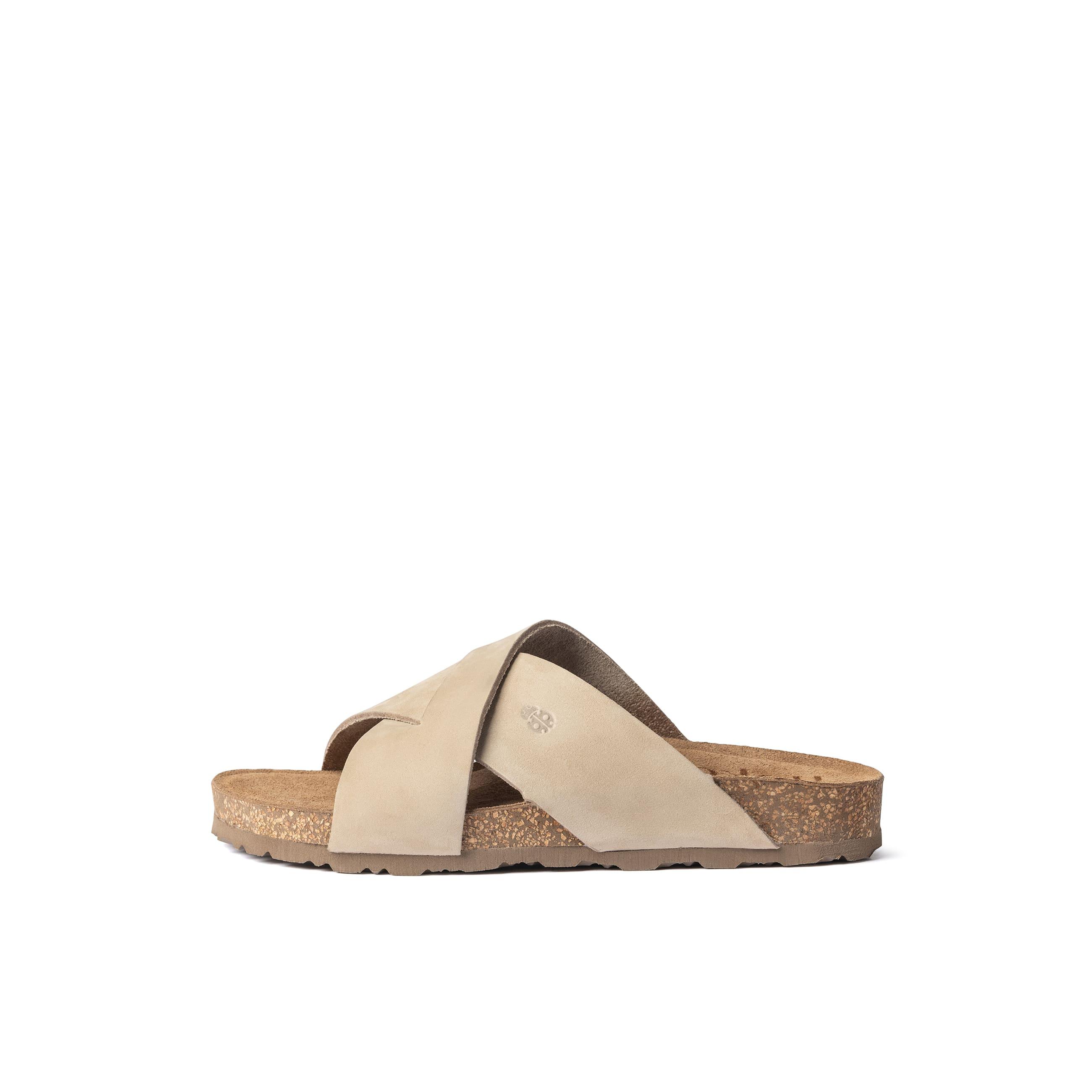 YOKONO sandalia plana JERBA-300 BEIGE | Zapatos mujer Primavera-Verano | Piel vacuna  Nobuck | 2 CM