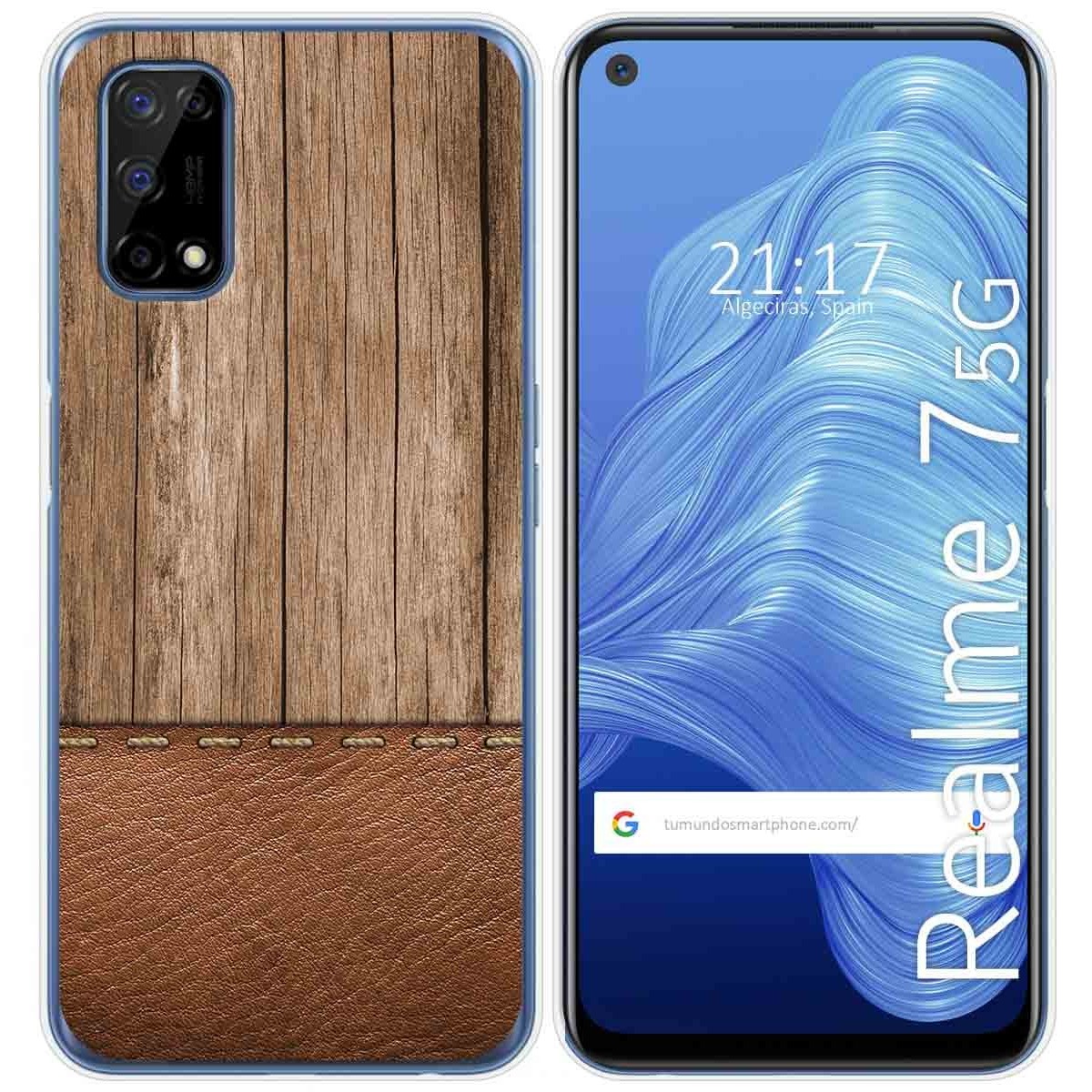 Tumundosmartphone Funda Gel Tpu para Realme 7 5G diseño Madera 09 Dibujos