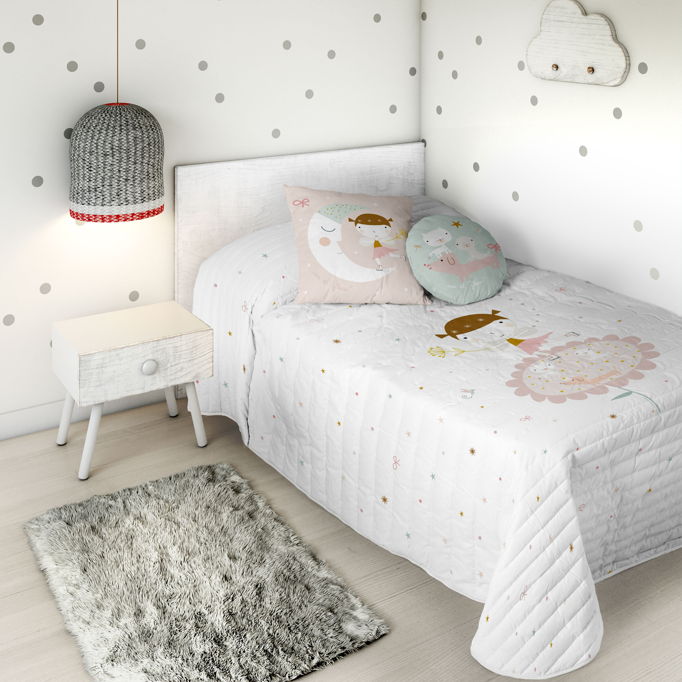 HACIENDO EL INDIO - Colcha Bouti Infantil Estampada 100% Algodón - Relleno 70 gramos -  Cubrecama Ligero Acolchado - Ideal para Primavera y Verano - Disponible para Cama 90/105 cm - Fabricada en España