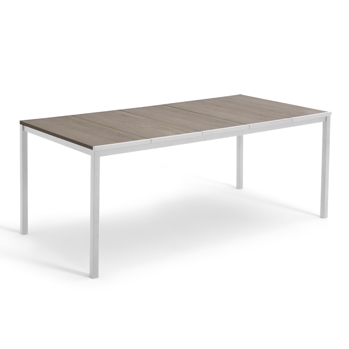 Keter Avon - Mesa Comedor Rectangular Exterior, jardín, terraza, 200 x 95 x 75 cm, 8 Personas, Resina, Tablero imitación Madera, Marco Blanco