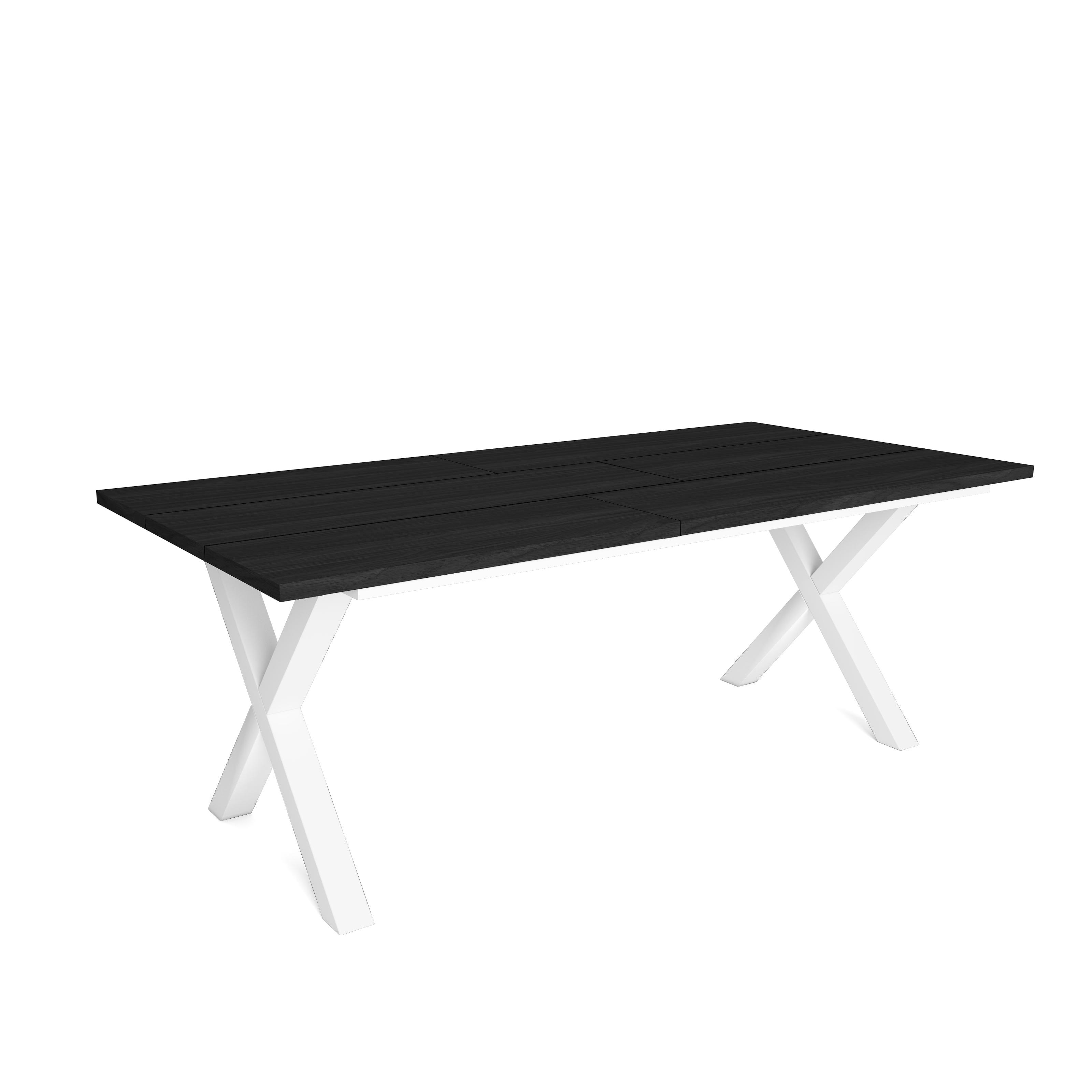 Skraut Home - Mesa de Comedor, Tetrix, 194x90x75cm, 10 Comensales, Robusta y estable gracias a su estructura y patas macizas Blancas, Encimera Negra