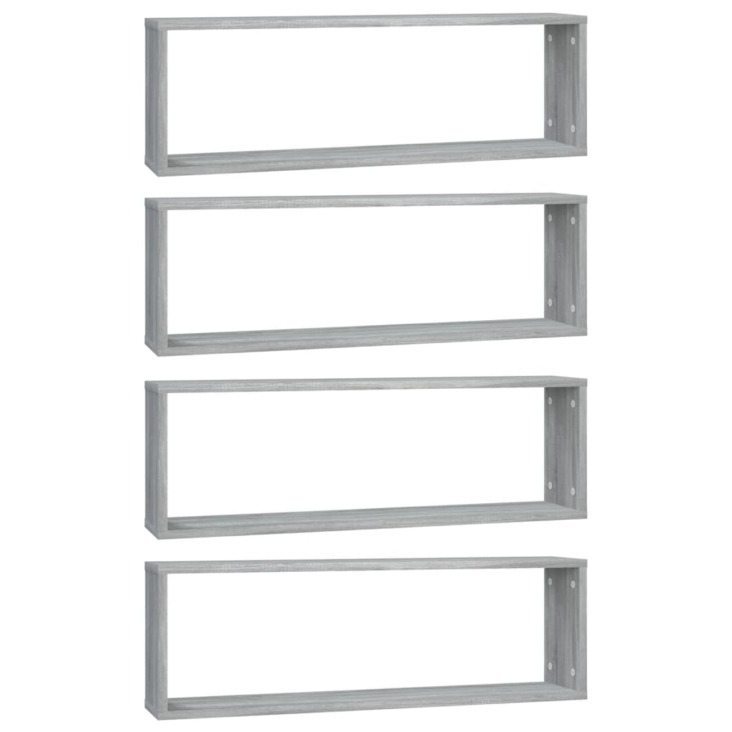 vidaXL Estante cúbico de pared 4 uds madera gris Sonoma 80x15x26,5 cm