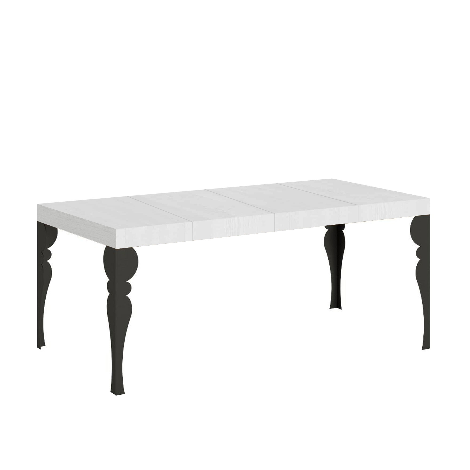 Mesa extensible 90x90/246 cm Paxon Premium Blanco Fresno Estructura Antracita - Itamoby