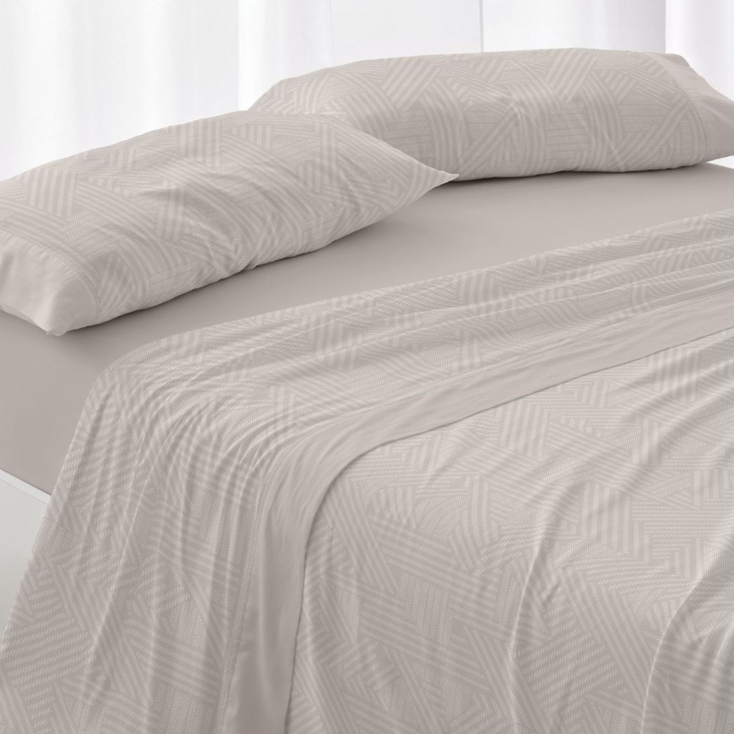 Juego Sábanas BURRITO BLANCO 50% Algodón Diseño Patchwork Azul Grisáceo - Tacto Suave, Fácil Planchado, Alta Durabilidad - Cama 90-200cm