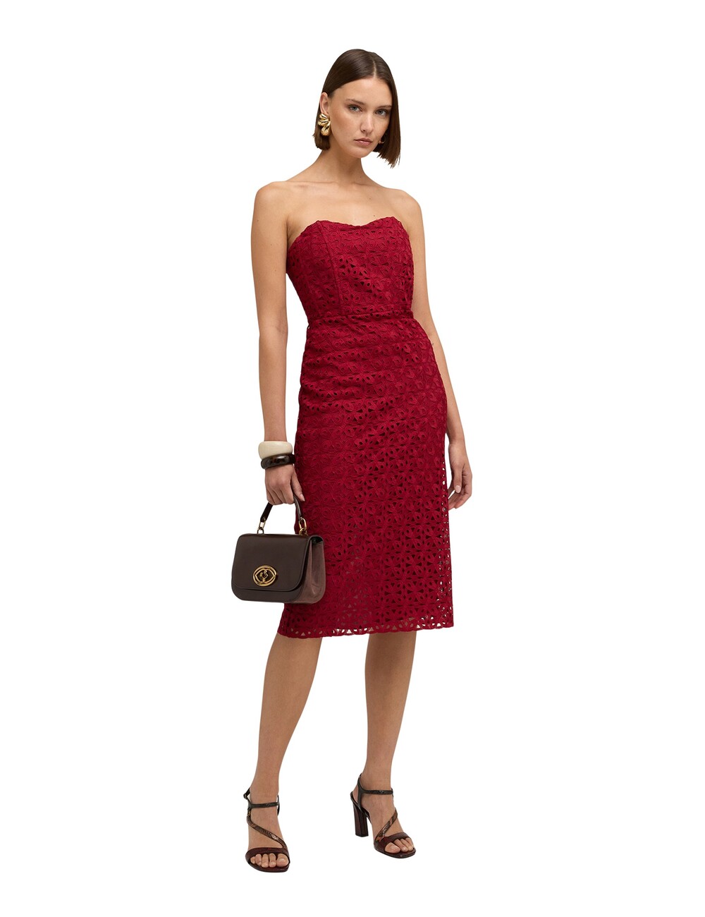 Motivi - Vestido tubo de encaje macramé