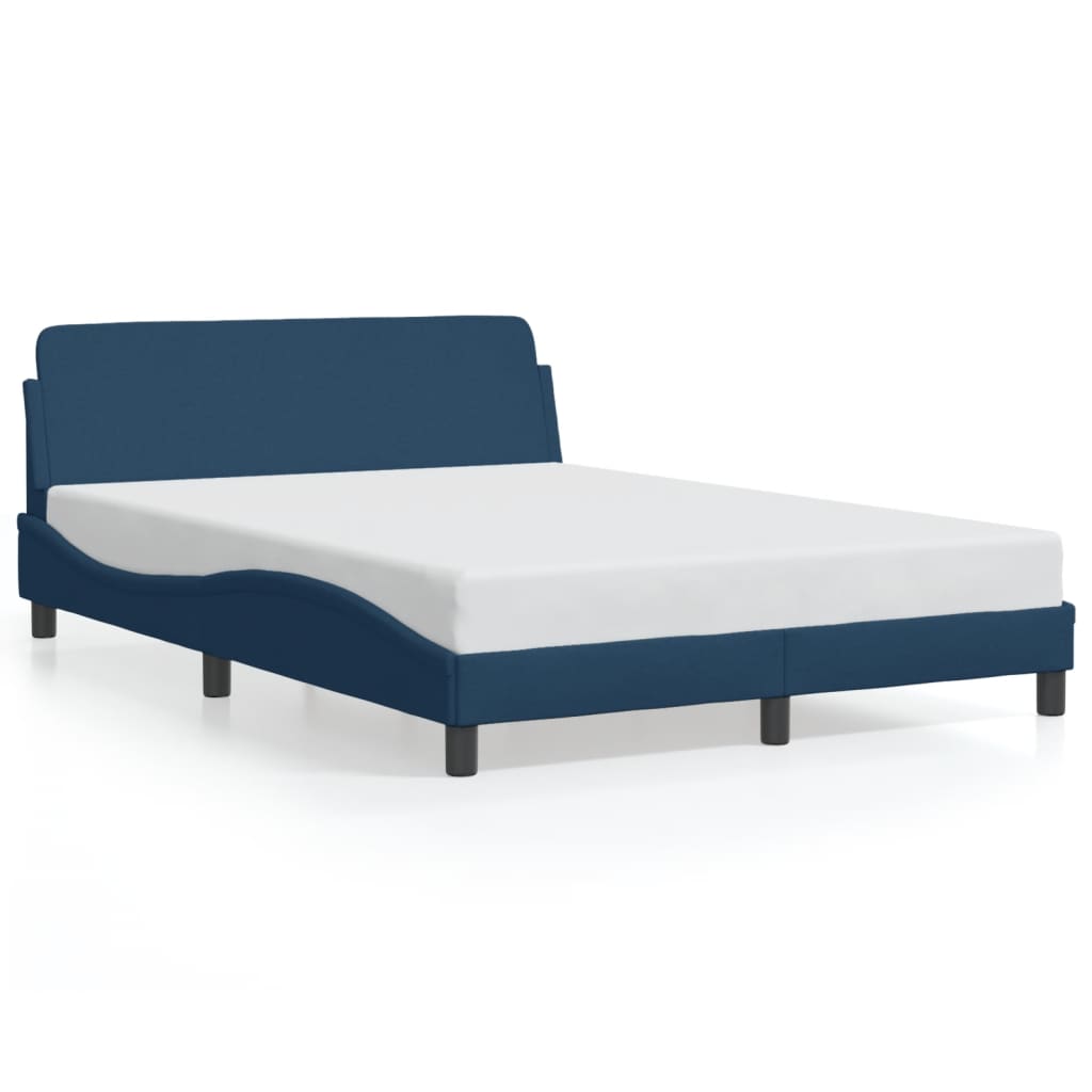 vidaXL Estructura de cama con cabecero Dover tela azul 140x200cm