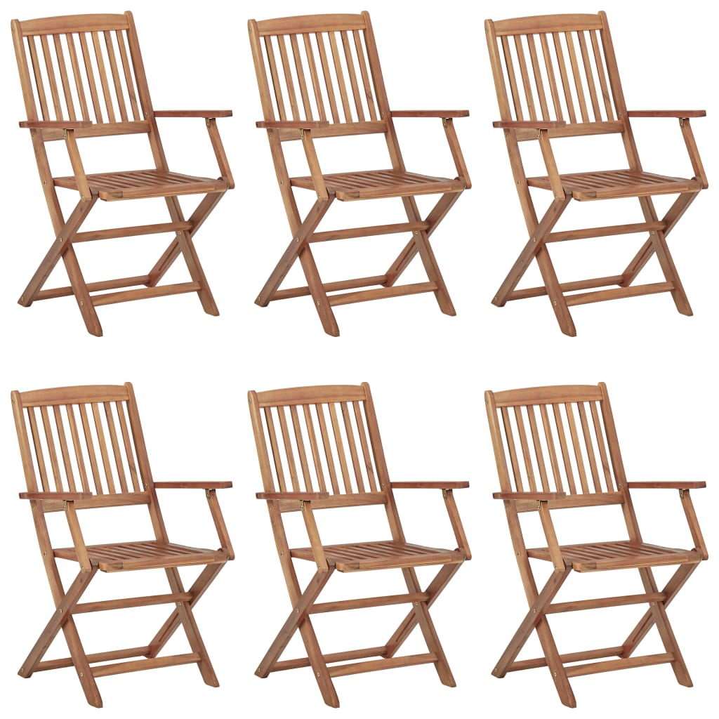 vidaXL Sillas de exterior plegables 6 uds madera maciza acacia
