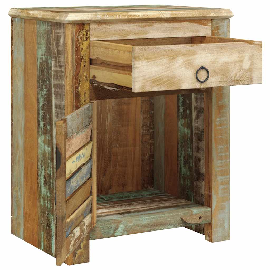 vidaXL Mesita auxiliar con 1 cajón y 1 puerta madera reciclada