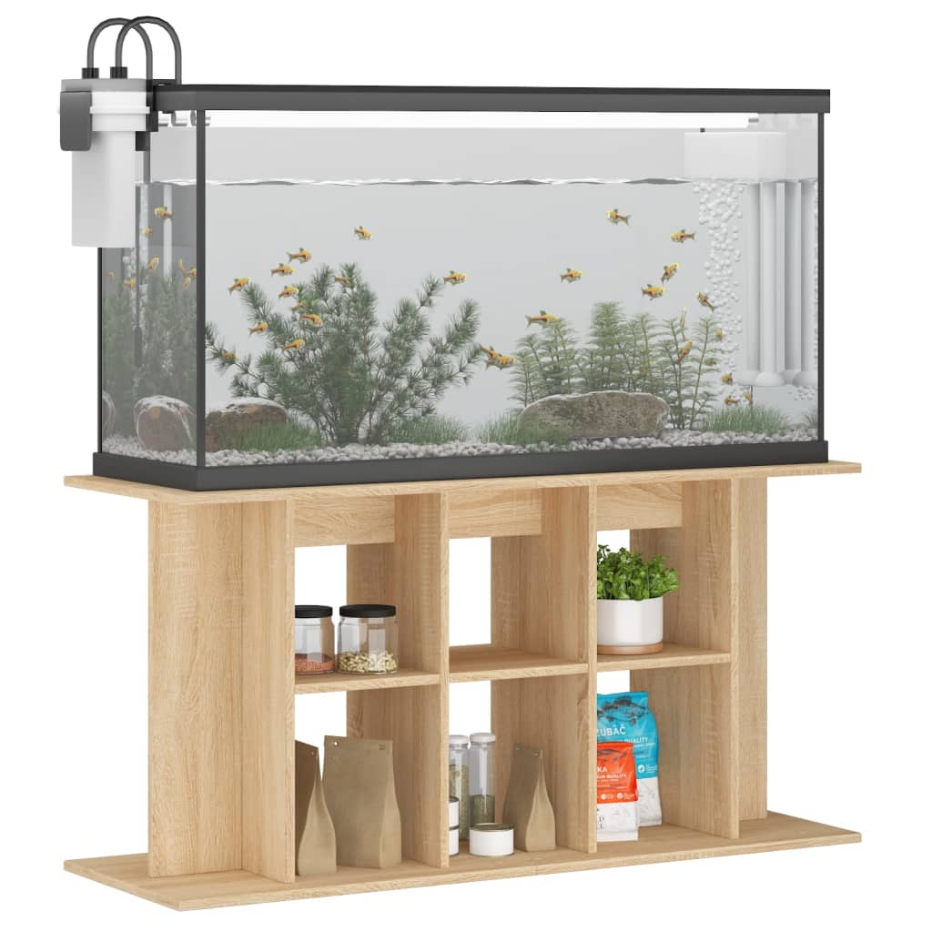 vidaXL Soporte de acuario madera ingeniería 120x40x60 cm Color Blanco brillante,  Gris hormigón,  Roble ahumado y mas