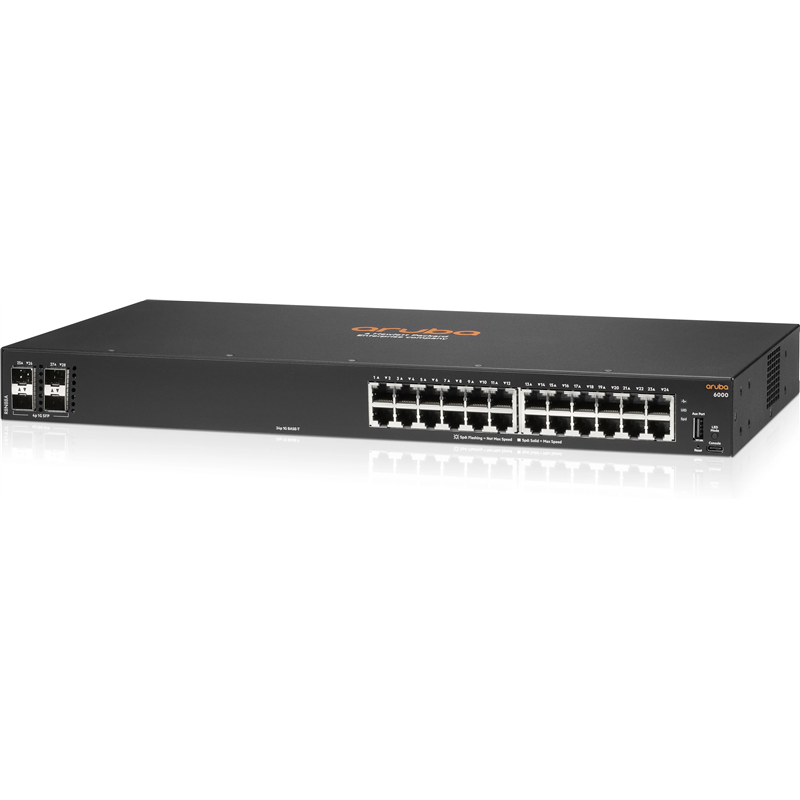 Flujo de aire del lado del conmutador gestionado HPE Aruba CX 6000 24G 4SFP (24 puertos + 4x puertos 1G SFP R8N88A)