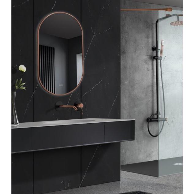 LEDIMEX TOKYO TOKY022/90OR Espejo elíptico con sistema antivaho y marco de aluminio oro rosa 90x50
