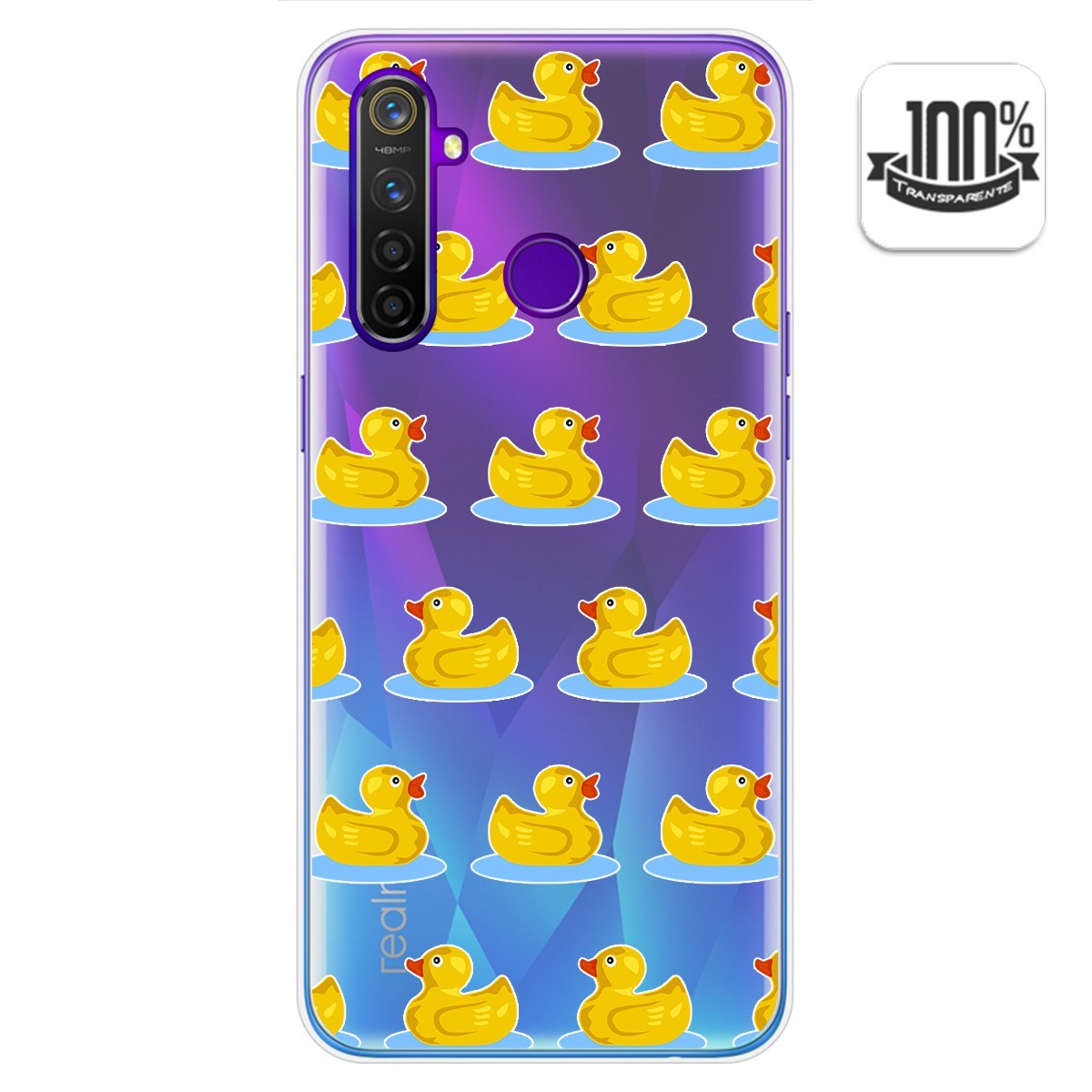 Tumundosmartphone Funda Gel Transparente para Realme 5 Pro diseño Pato Dibujos