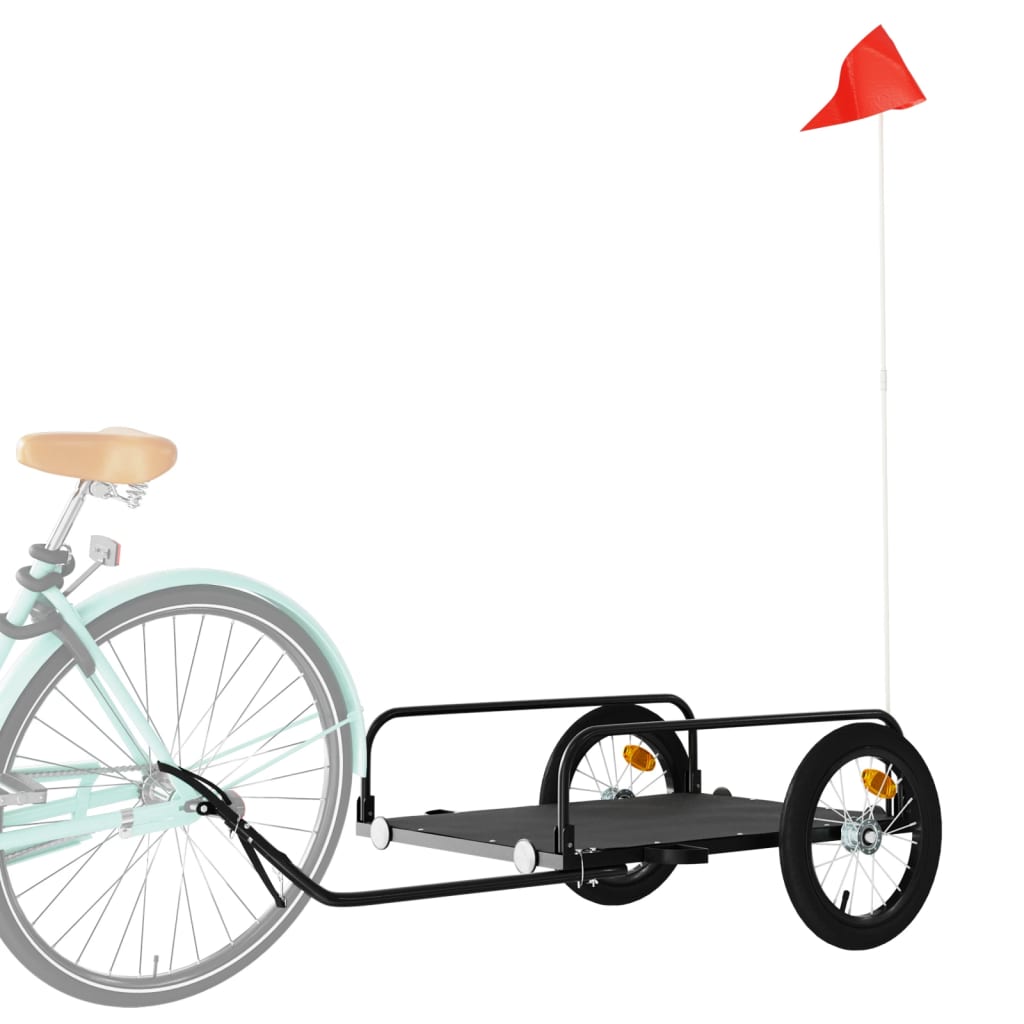 vidaXL Remolque para Bicicletas de Carga Maletas Carrito para Bici Hierro Negro Dimensiones 122 x 53 x 31 cm, 126 x 63 x 34 cm, 135 x 70 x 37 cm
