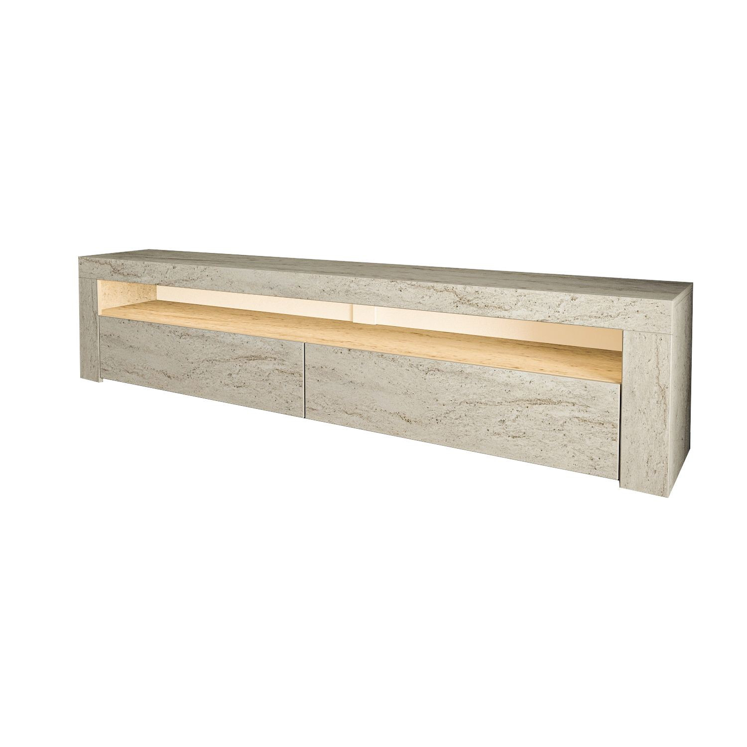 Habitat y Jardin - Soporte de TV de madera "Bati" - 150 x 36 x 46 cm - Travertino