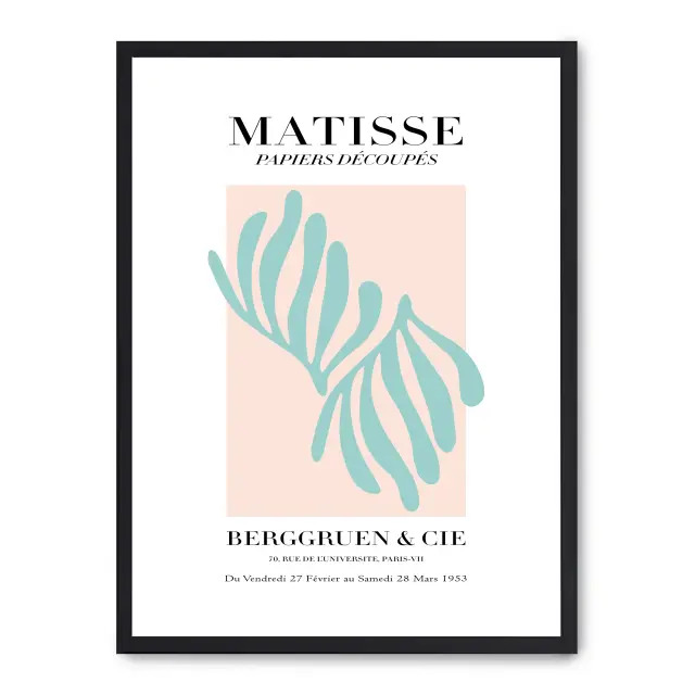Cuadro matisse cut-outs ix 30x40cm, Póster impreso en papel de primera calidad de 180gr, montado sobre marco de madera MDF acabado en negro., Arte - Pintores famosos - Matisse