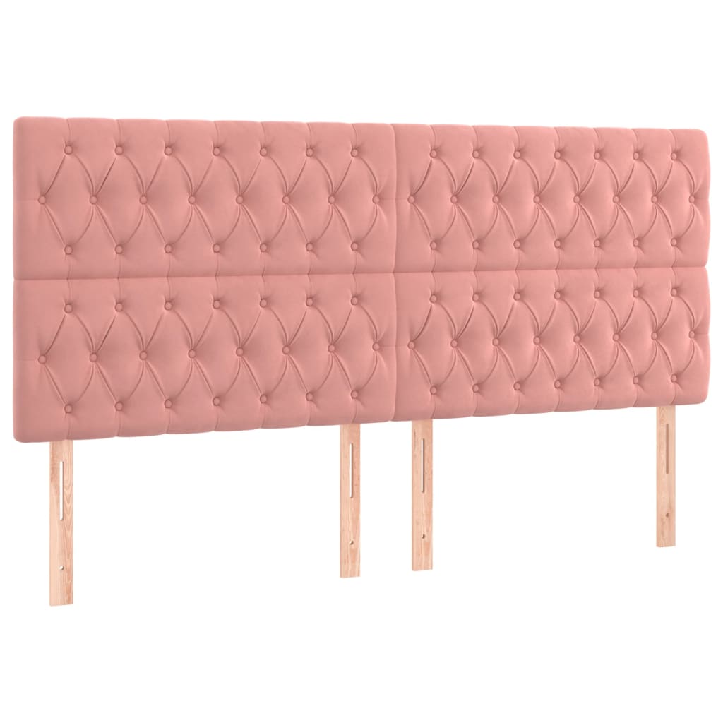 vidaXL Cabecero con luces LED terciopelo rosa 200x7x118/128 cm