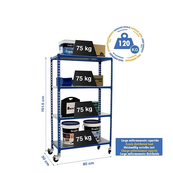Estantería SIMONRACK Simonclick mobile mini 4/300 1500 azul/galva