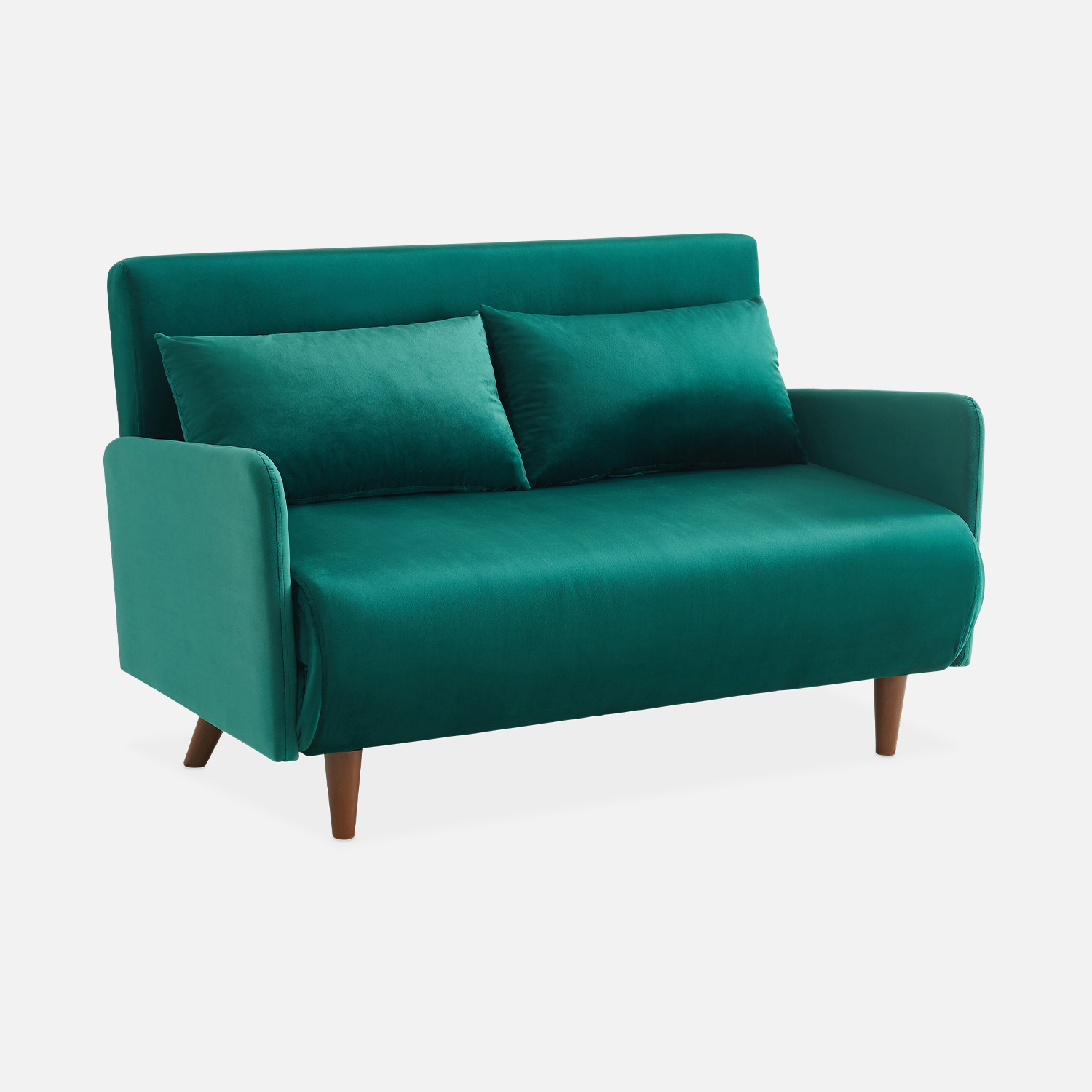 sweeek - Sofá cama de terciopelo con patas de madera, 2 plazas , Panam terciopelo , 131x75x81