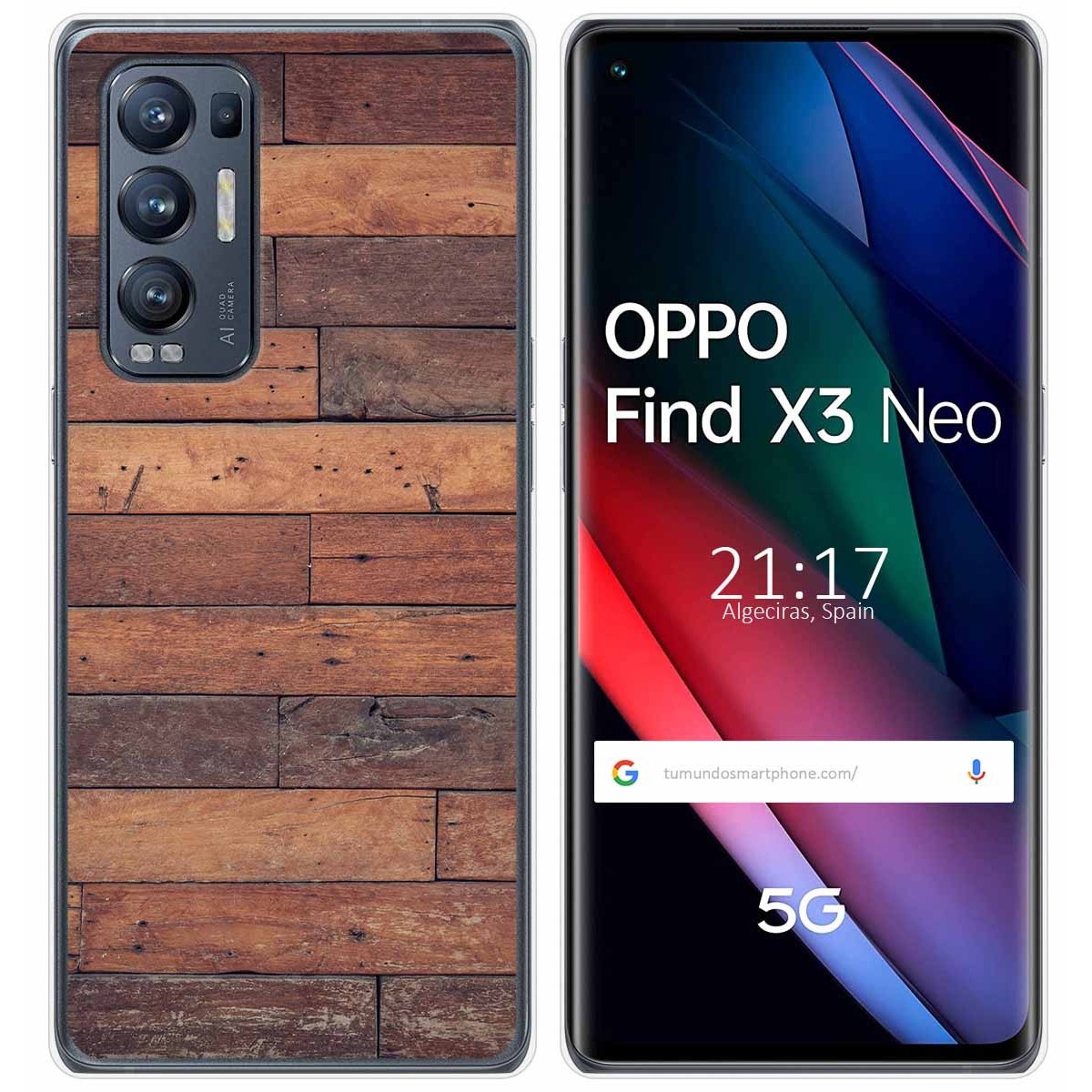 Tumundosmartphone Funda Gel Tpu para Oppo Find X3 Neo 5G diseño Madera 03 Dibujos