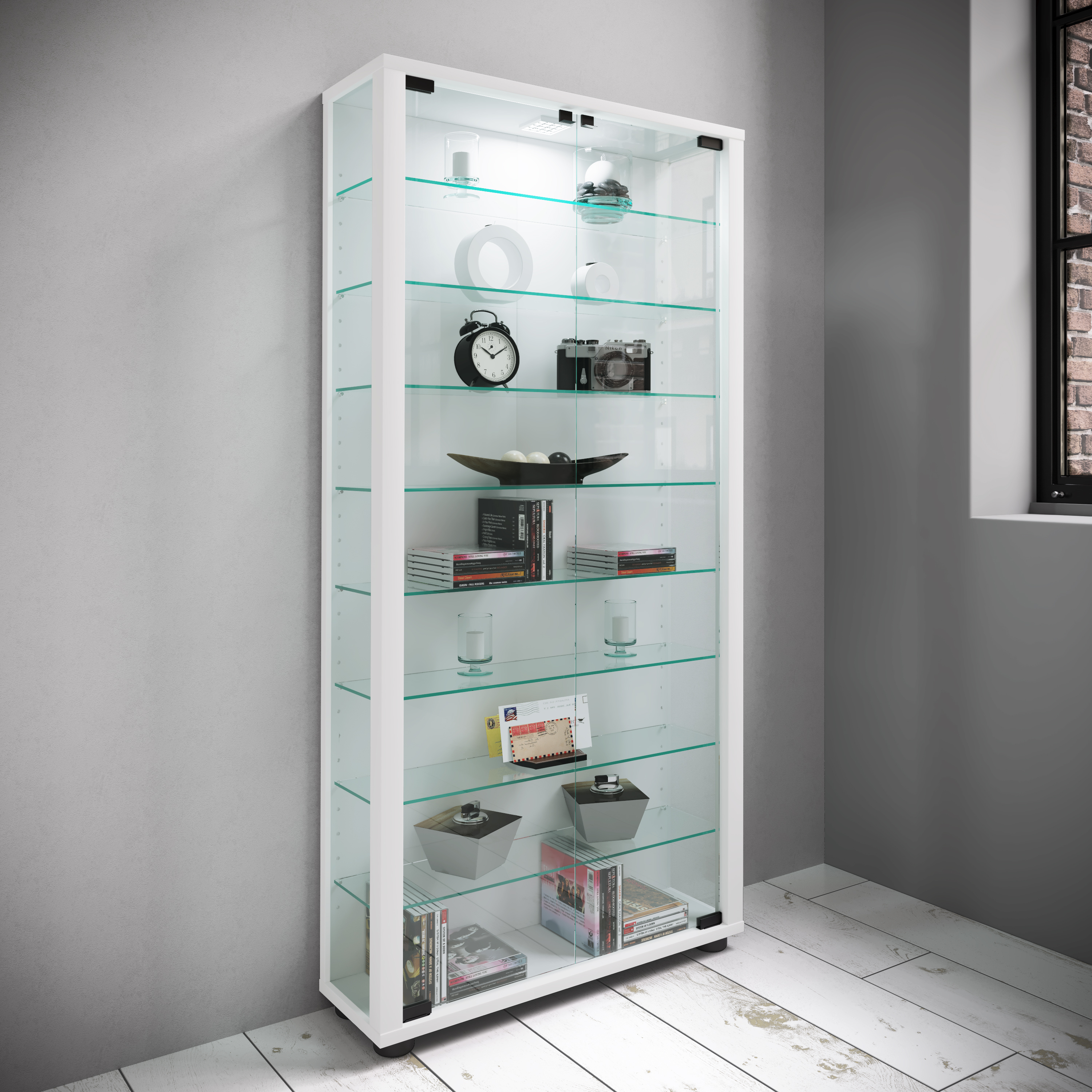 Vitrina de madera Vitrina de cristal Vitrina de pie Lumo Maxi Vitrina de madera Vitrina de cristal Vitrina de pie Lumo Maxi