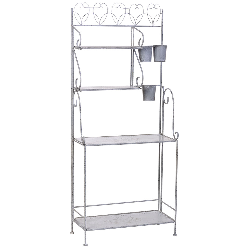 Wonderlust Deco - Expositor estantería de metal con 4 baldas 77.47x36.2x179.71h cm Gris 77.47x36.2x179.71h cm
