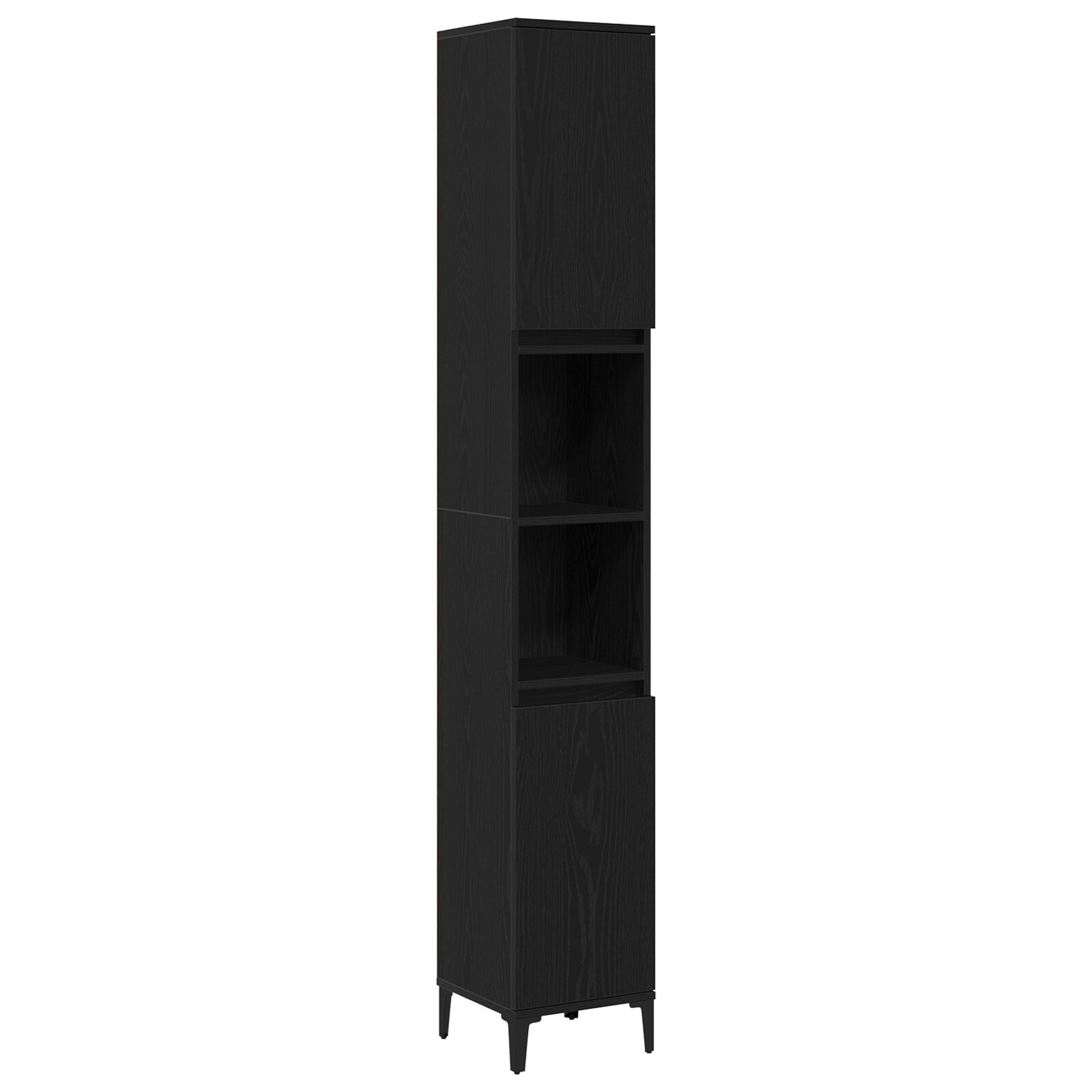 Armario de Baño vidaXL Negro Roble 30x30x190 cm Madera Elaborada