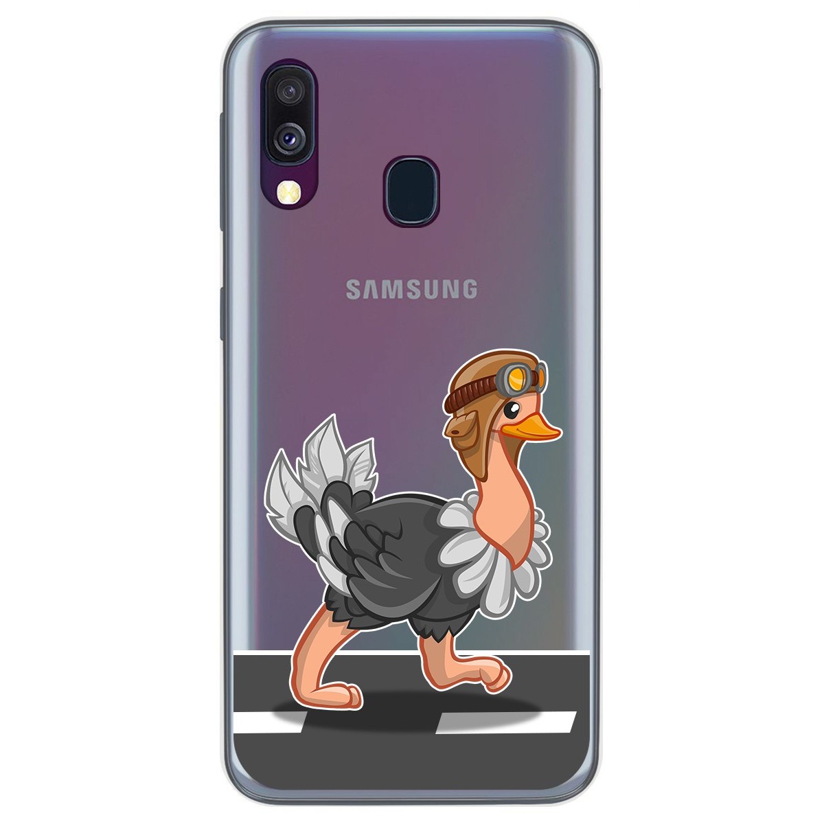 Tumundosmartphone Funda Gel Transparente para Samsung Galaxy A40 diseño Avestruz Dibujos