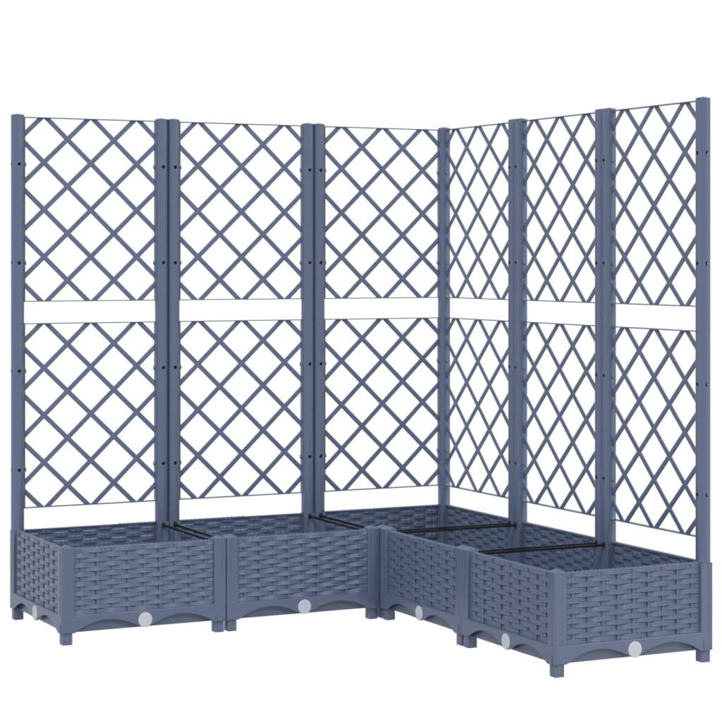 vidaXL Jardinera con enrejado PP oscuro 120x120x121,5 cm Color Gris oscuro,  Marrón,  Negro y mas