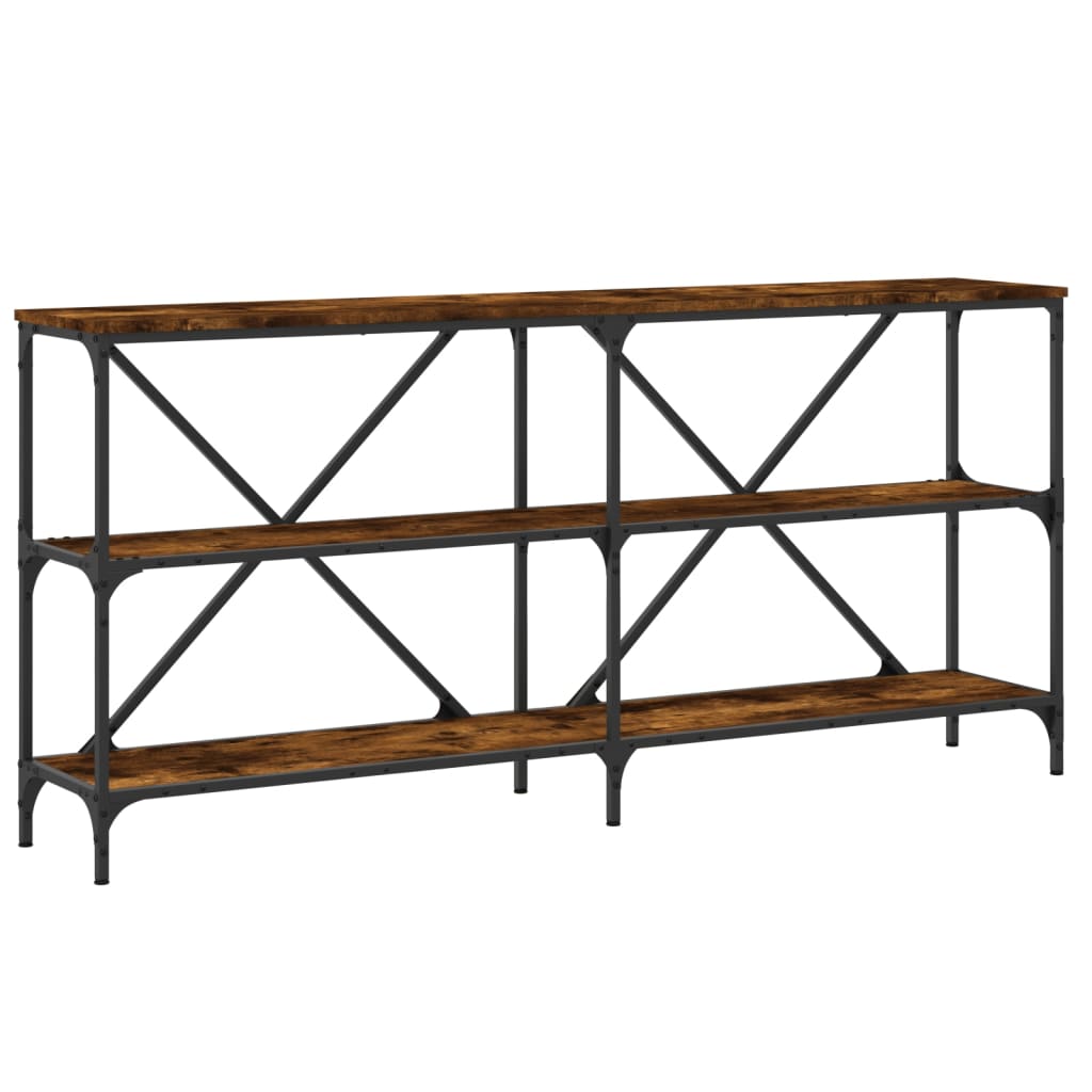 Vidaxl Mesa Consola Hierro Madera Ingeniería 160x30x75 Cm Negro