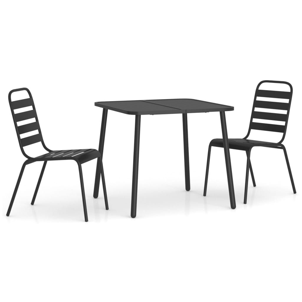 vidaXL Juego de comedor de jardín 3 piezas acero gris antracita