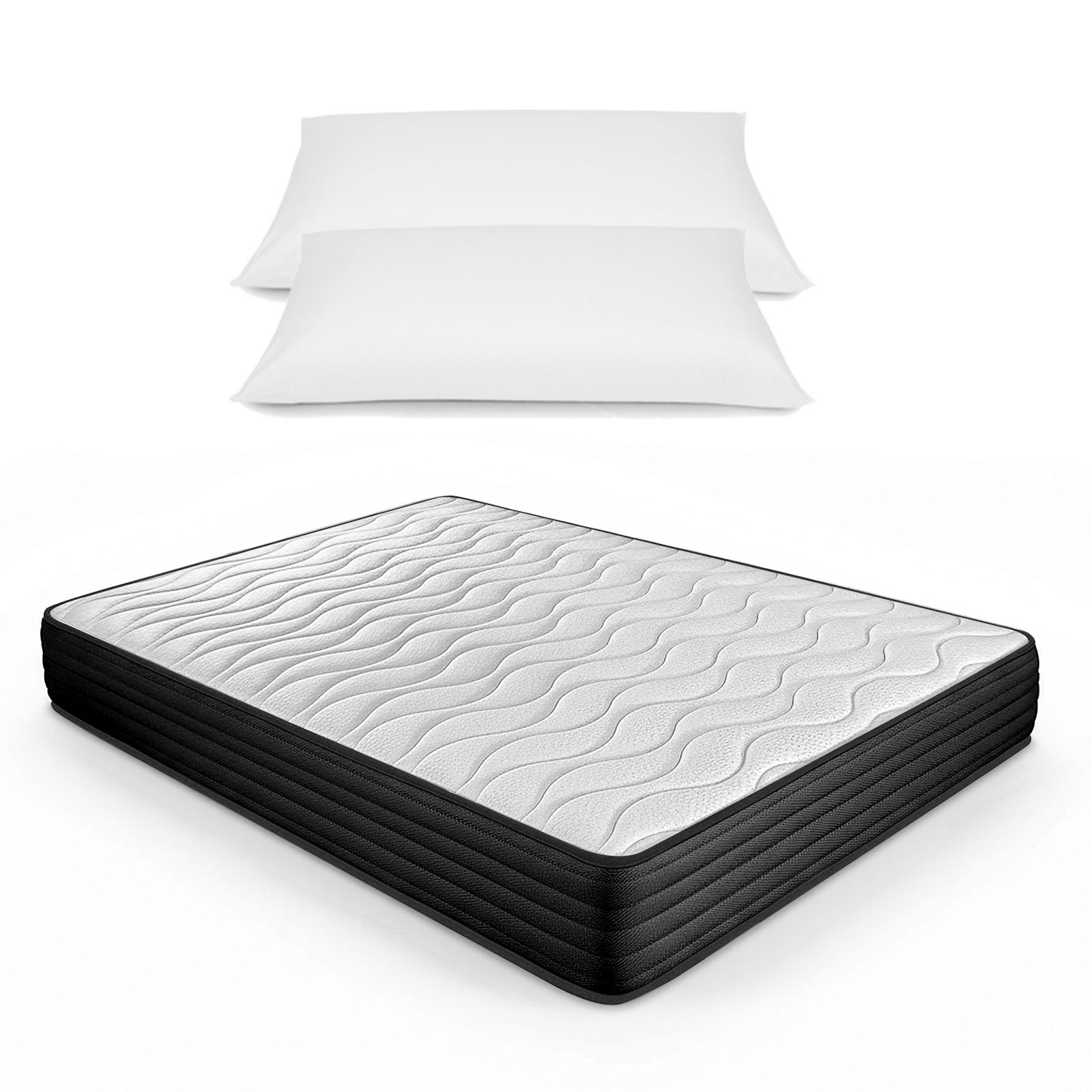 Duérmete Online - Colchón Viscoelástico - REGALO ALMOHADAS - Viscoblack  - Blanco/Negro - Reversible -Transpirable - Altura 20cm  - Alta Gama