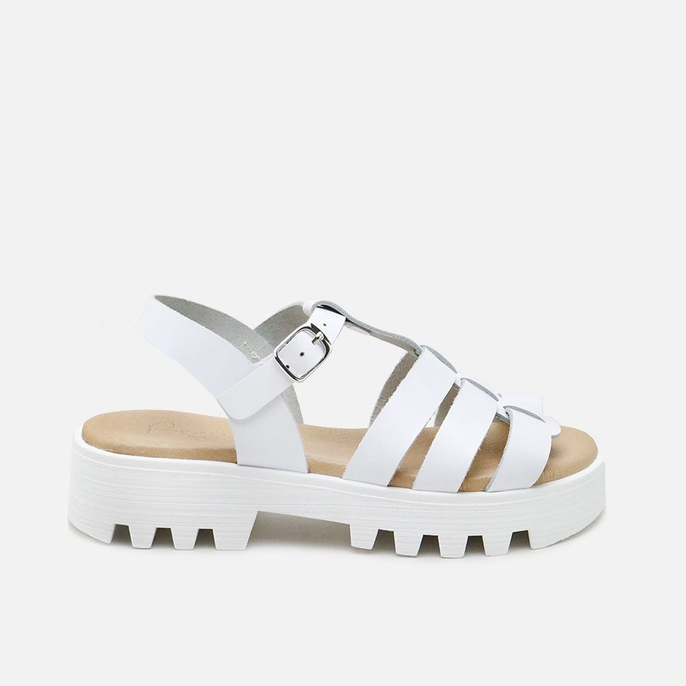 Sandalias 3 Tiras Blanco Plataforma Gel Papanatas | Eli 1957
