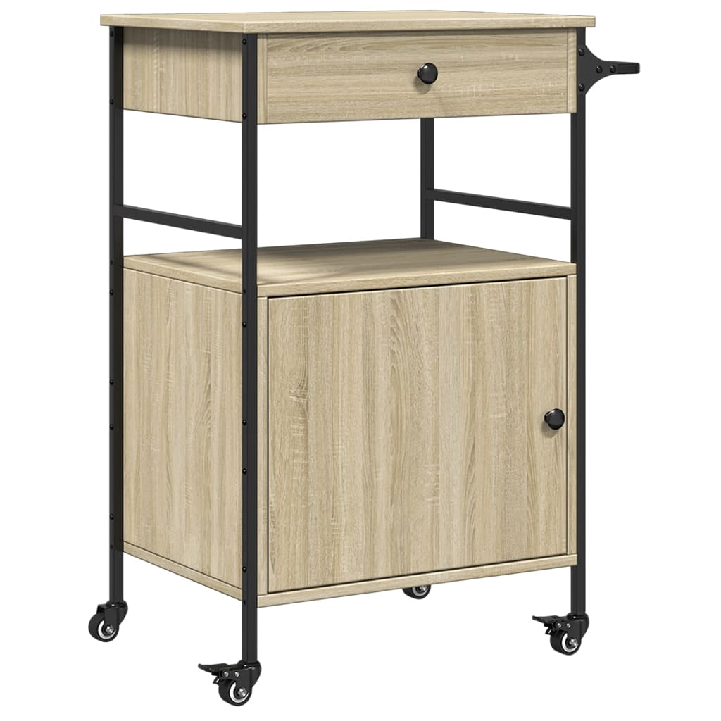 vidaXL Carrito de cocina de madera de ingeniería 56x43x89,5 cm