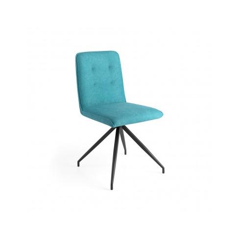 Momma Home Set de 2 Sillas de Comedor Azul Estructura Metálica en Negro