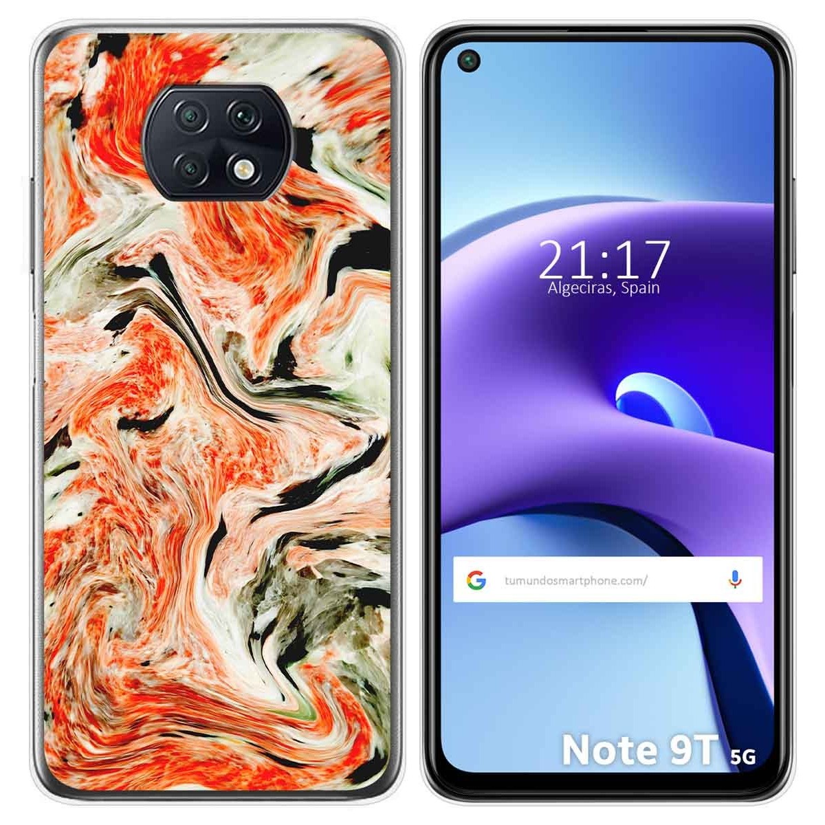 Tumundosmartphone Funda Gel Tpu para Xiaomi Redmi Note 9T 5G diseño Mármol 12 Dibujos