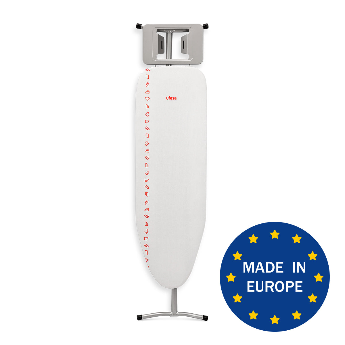 Ufesa - Tabla de planchar Splash con superficie de rejilla para óptima circulación del vapor, altura ajustable (80–94 cm), reposaplanchas integrado 20x30 cm y diseño plegable compacto (150x36x5 cm) para almacenamiento fácil