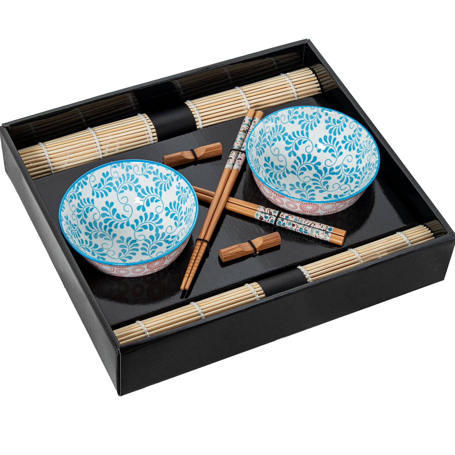 Set 2 cuencos porcelana con palillos bambu y salvamanteles bamb cuenco: 12x6cm palillos: 23cm