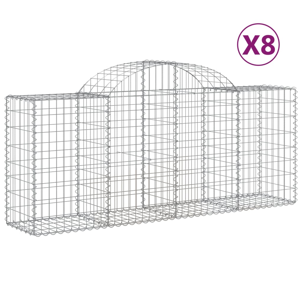 Vidaxl Cestas Gaviones Forma de Arco Hierro 200x30x60/80cm
