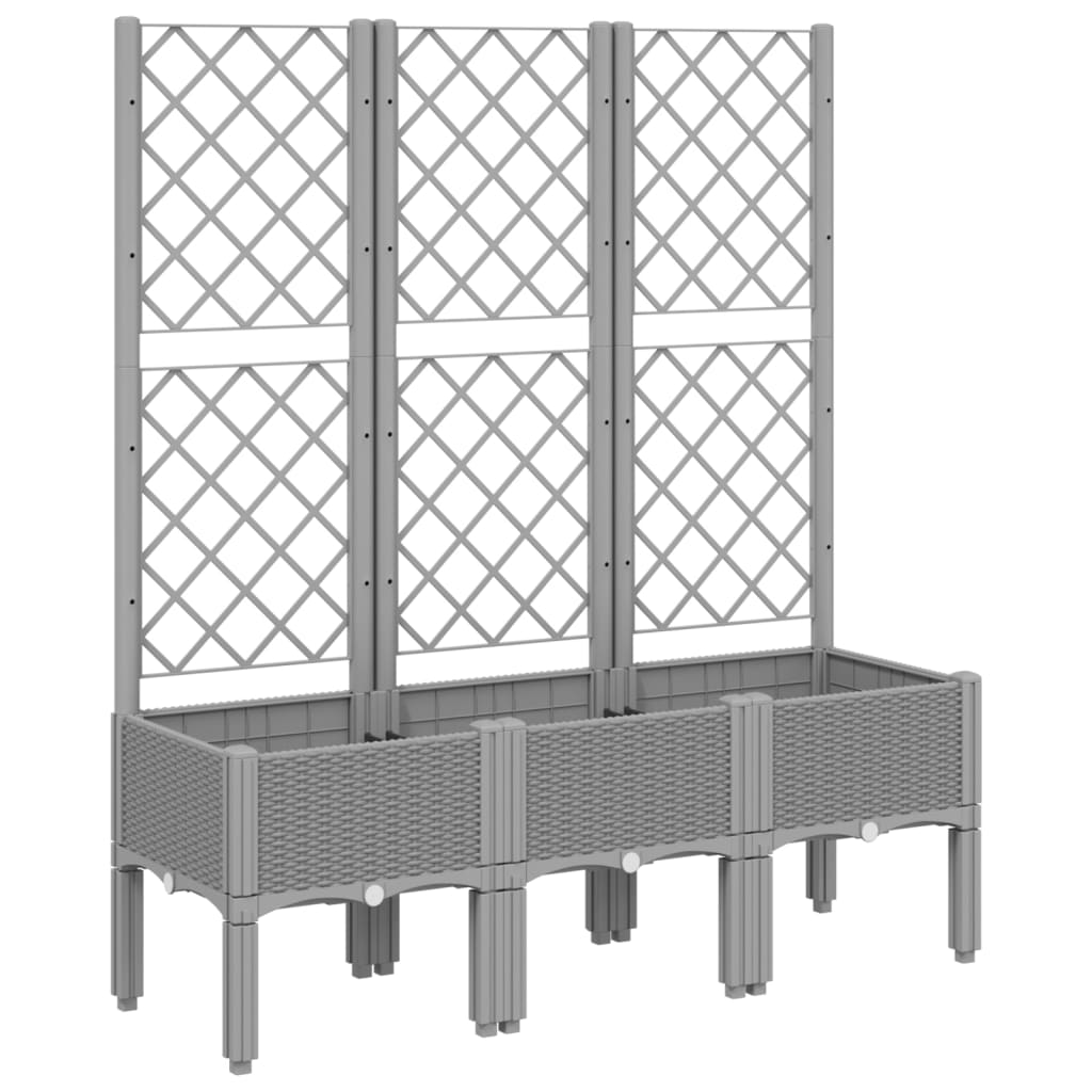 vidaXL Jardinera con enrejado PP gris claro 120x40x142 cm