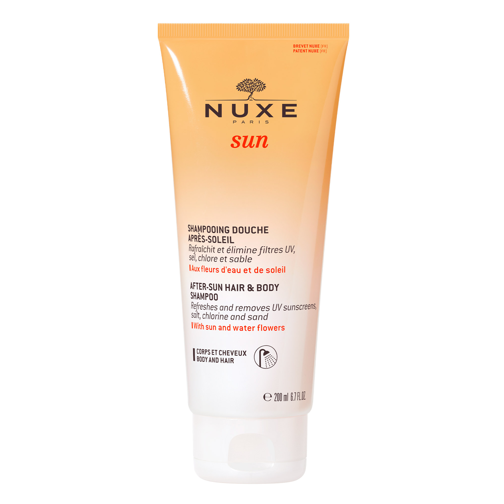 Nuxe Sun - Champú de ducha after sun para cuerpo y cabello 200 ml de gel (Coco - Floral) Nuxe
